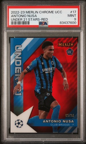 Antonio Nusa 2022 Topps Merlin Chrome UEFA Red /10