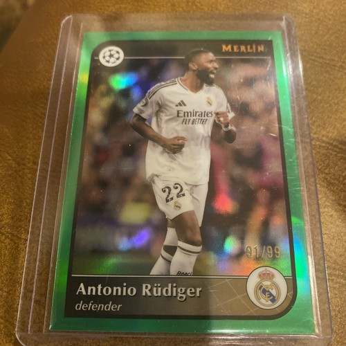 Antonio Rudiger 2025 Topps Merlin Chrome Green /99