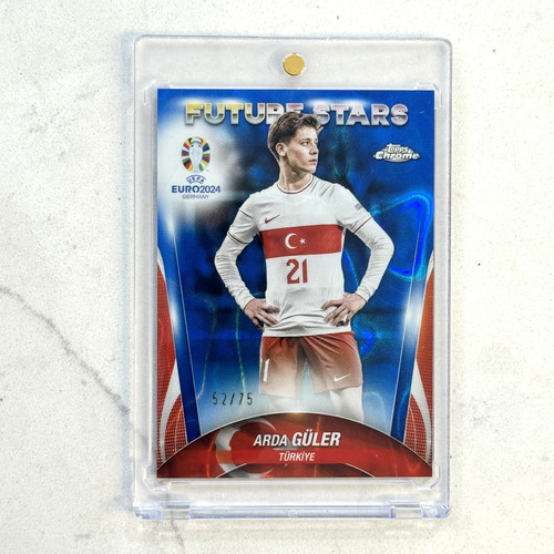 Arda Güler 2023 Topps Cromo UEFA Euro Lava Azul Refractor /75
