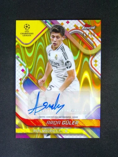 Arda Guler 2024 Topps Finest Gold Refractor RayWave /50