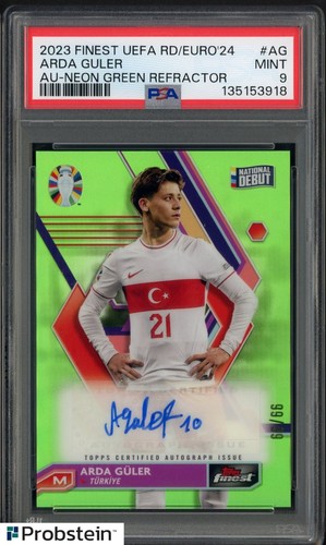 Arda Guler 2023 Topps Finest Neon Green Refractor /99