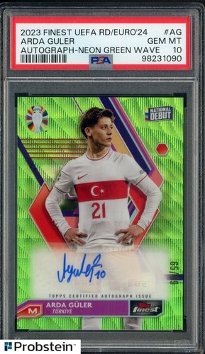 Arda Guler 2023 Topps Finest Neon Green Wave /99