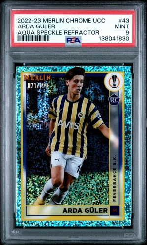 Arda Guler 2022 Panini Merlin Chrome Aqua Speckle /199