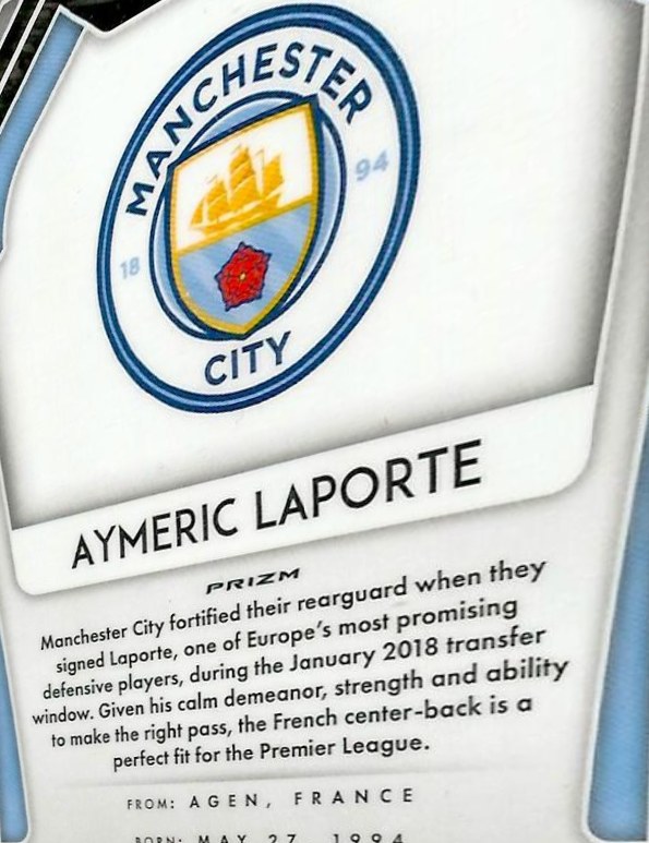 Aymeric Laporte 2020 Panini Prizm Premier League Hyper 94
