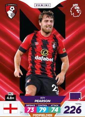 Ben Pearson 2023 Panini Adrenalyn XL Premier League Plus