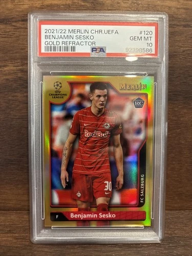 Benjamin Sesko 2021 Topps Chrome Merlin UEFA Gold 23/50