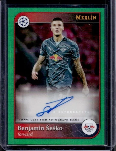Benjamin Sesko 2024 Topps Merlin Chrome Green Refractor /99