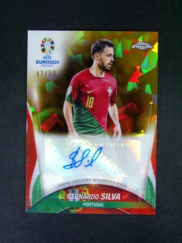 Bernardo Silva 2024 Topps Chrome UEFA EURO Sapphire Gold Refractor /50
