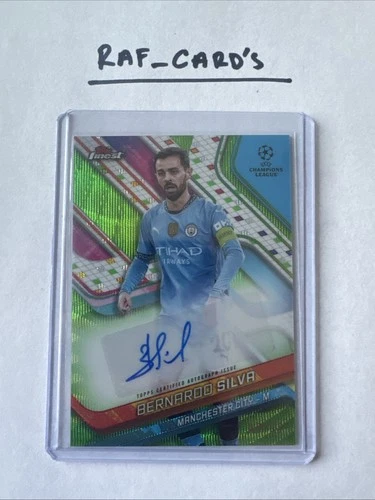 Bernardo Silva 2024 Topps Finest UEFA Green Wave Refractor BA-BE/99