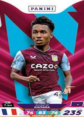 Boubacar Kamara 2023 Panini Adrenalyn XL Premier League Plus