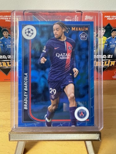 Bradley Barcola 2024 Topps Chrome Merlin Blue Refractor /75