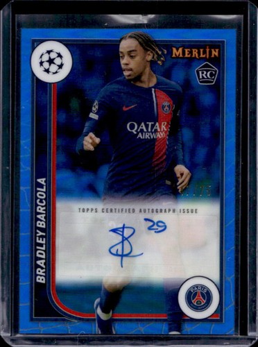 Bradley Barcola 2023 Topps Chrome Merlin Blue Refractor /75