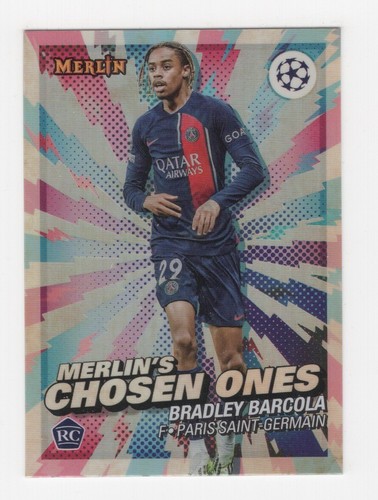 Bradley Barcola 2023 Topps Chrome Merlin UEFA Calcio