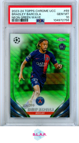 Bradley Barcola 2023 Topps Chrome Neon Green Wave