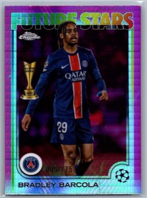 Bradley Barcola 2024 Topps Chrome Neon Pink Prism Refractor /175