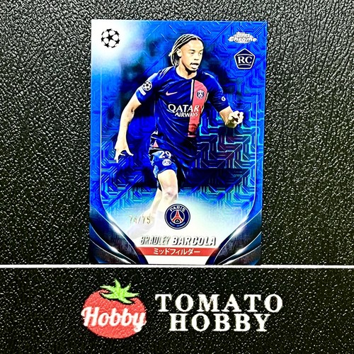 Bradley Barcola 2023 Topps Chrome UEFA Blue Mojo Refractor /75