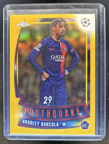 Bradley Barcola 2023 Topps Chrome UEFA Gold Refractor /50