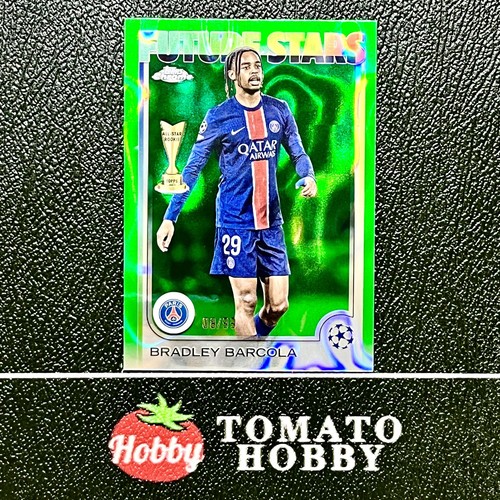 Bradley Barcola 2024 Topps Chrome UEFA Green Lava Refractor /99