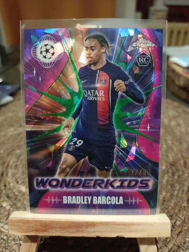 Bradley Barcola 2023 Topps Chrome UEFA Sapphire Green /99
