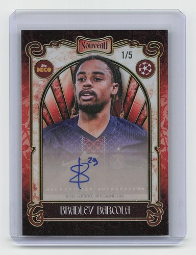 Bradley Barcola 2025 Topps Deco UEFA Rosso /5