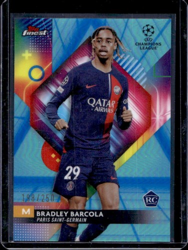 Bradley Barcola 2024 Topps Finest Blue Aqua Vapor Wave Refractor /250