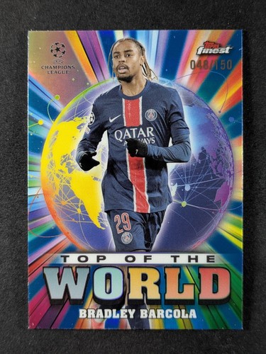 Bradley Barcola 2024 Topps Finest Blue Refractor /150