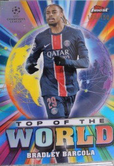 Bradley Barcola 2024 Topps Finest Blue Refractor /75