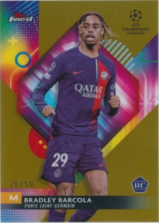 Bradley Barcola 2023 Topps Finest Gold Refractor /50