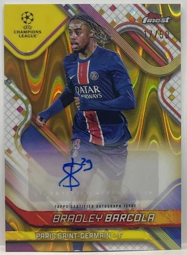 Bradley Barcola 2024 Topps Finest Gold Refractor /50