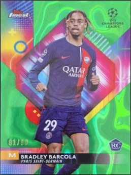 Bradley Barcola 2023 Topps Finest Green Lava Refractor /99