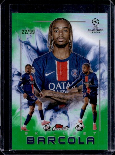 Bradley Barcola 2024 Topps Finest Green Refractor /99