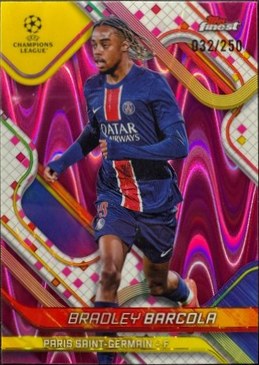 Bradley Barcola 2024 Topps Finest Pink Raywave Refractor /250