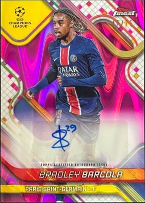 Bradley Barcola 2024 Topps Finest Pink Raywave Refractor /75