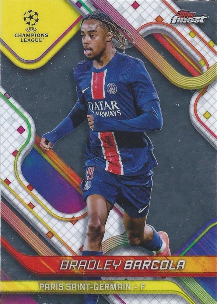 Bradley Barcola 2024 Topps Finest UEFA Club Competitions