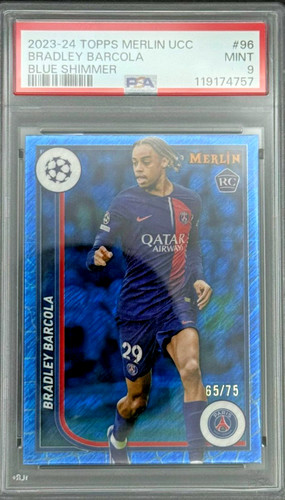 Bradley Barcola 2023 Topps Merlin Chrome Blue Shimmer /75