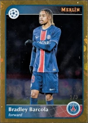 Bradley Barcola 2024 Topps Merlin Chrome Gold Vintage Refractor 2/3