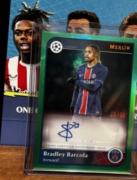 Bradley Barcola 2025 Topps Merlin Chrome Green /99