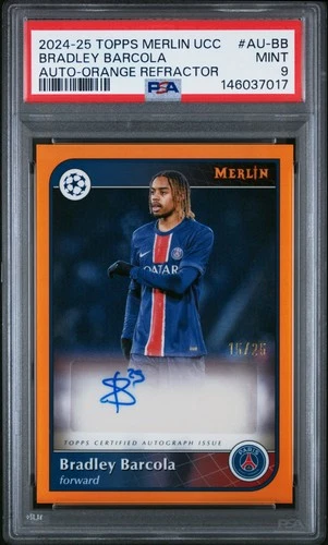Bradley Barcola 2024 Topps Merlin Chrome Orange /25