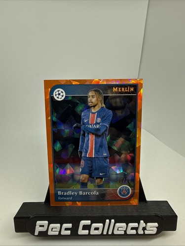 Bradley Barcola 2024 Panini Merlin Chrome Orange Atomic Refractor /25