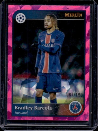 Bradley Barcola 2024 Topps Merlin Chrome Pink Atomic Refractor /199