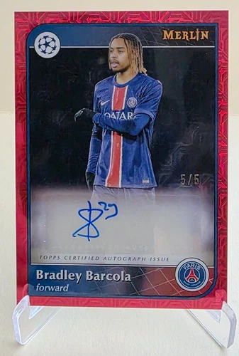 Bradley Barcola 2024 Topps Merlin Chrome Red Mojo Refractor /5