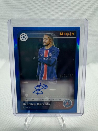 Bradley Barcola 2024 Topps Merlin Chrome UCC Blue Refractor /150