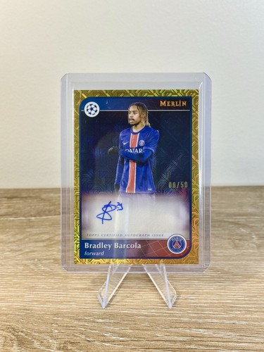 Bradley Barcola 2024 Topps Merlin Chrome UEFA Gold Mojo /50