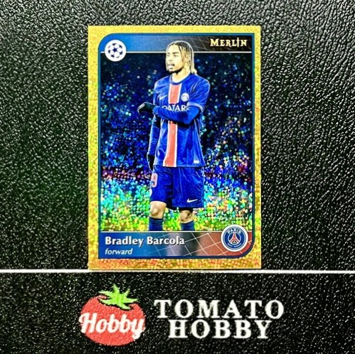 Bradley Barcola 2024 Topps Merlin Chrome UEFA Gold Speckle Refractor /50