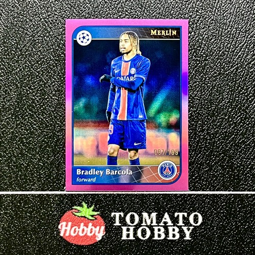 Bradley Barcola 2024 Topps Merlin Chrome UEFA Pink Refractor /199