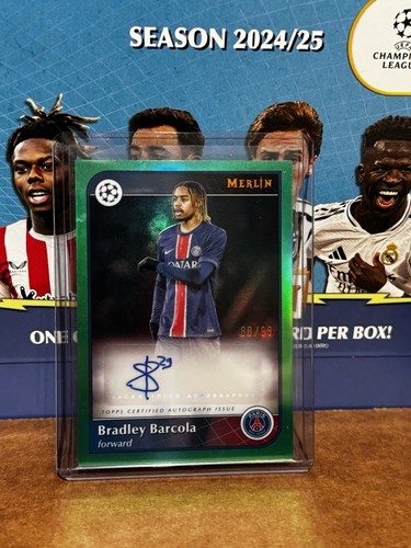 Bradley Barcola 2025 Topps Merlin Chrome Verde Green /99