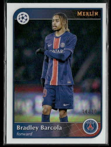 Bradley Barcola 2024 Panini Merlin UEFA Club Competitions Pearl /30