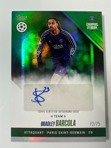 Bradley Barcola 2024 Topps PSG Champions D'Europe Vert /75
