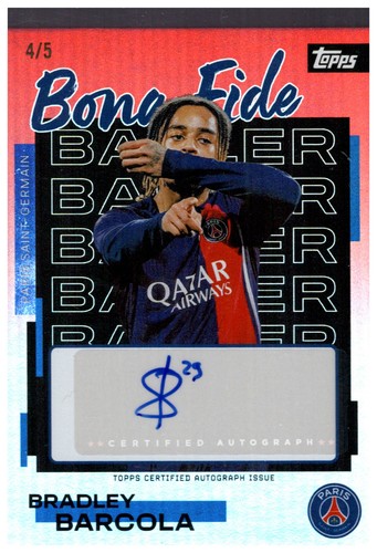Bradley Barcola 2025 Topps Set Squadra /5