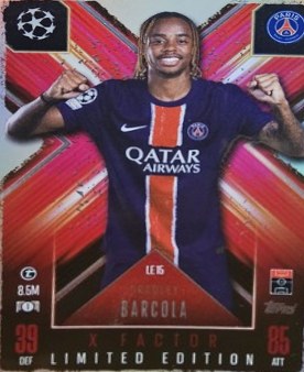 Bradley Barcola 2024 Topps Match Attax UEFA Club Competitions